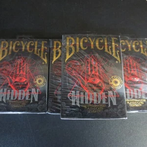 BICYCLE HIDDEN DECK PLAYING CARDS BLACK RED SILVER POKER MAGIC TRICKS -3 PACK - Picture 1 of 2