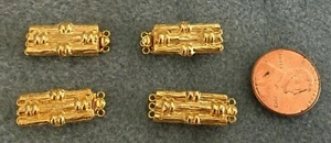 FOUR (4) 3-Strand Bamboo Motif Clasps Gold-plated - Different! - Picture 1 of 4