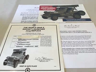 Jeep Rocket Danbury Como Nuevo Guerra Mundial 11 Réplica Título Papeleo Solo 1:16 Foto 1 de 4