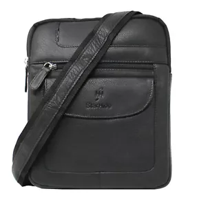 Starhide Herren Damen Leder Umhängetasche Reise Kuriertasche schwarz 505 - Bild 1 von 10