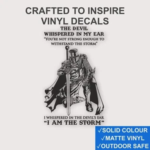 Kneeling Knight Vinyl Decal – “Devil Whispered” Quote Sticker – UK Made - Picture 1 of 13