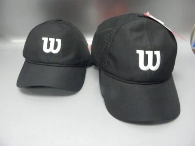 TWO WILSON ULTRA-LIGHT TENNIS/GOLF CAPS EMBROIDERED LOGO COTTON FRONT ONE SIZE - Image 1 of 2
