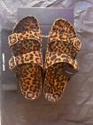 Saint Laurent Men's Leopard Print Calf Hair Slide Sandals EUR 43 US 10