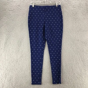 Chicos Pull On Skinny Leggings Womens 4 Blue Polka Dots Mid Rise Flat Front - Picture 1 of 14