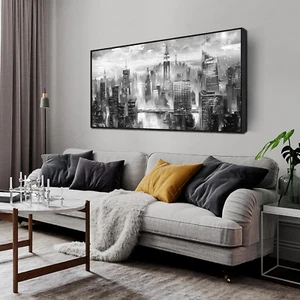 New York City Wall Art for Living Room, Black and White Canvas Wall-Decor for Be - Picture 1 of 7