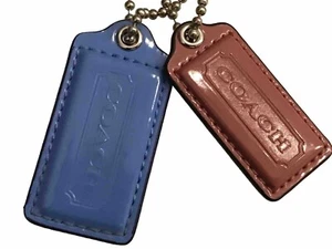 Coach Fob Hang Tag Charm Blue & Pink Patent Leather Medium New - Picture 1 of 5