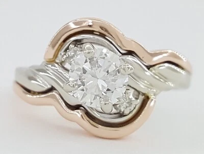 Round Diamond By-Pass Solitaire Engagement Ring 0.59 ct 14k White & Rose Gold - Image 1 of 4
