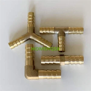 Metal Brass Hose Joiner Barb Tail Connector Splitter Fuel Water Gas Pipe Tubing - Picture 1 of 5