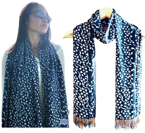 Stylish Handmade Tie-Dyed Shawl - Beautiful Blue Indigo Pattern, Rayon Fabric" - Picture 1 of 17