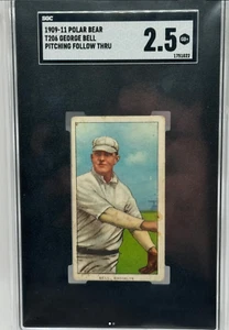 1909-11 Polar Bear T206 GEORGE BELL PITCHING FOLLOW THROUGH SGC 2.5 BROOKLYN - Picture 1 of 2