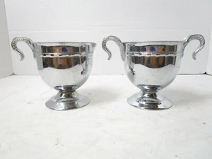 Vintage Chrome Cream and Sugar Set Metal Handled Unbranded - Picture 1 of 3