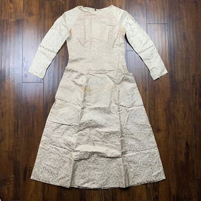 Vestido Rockabilly Mujer De Colección EE. UU. Patrón Crema Años 60 70 Parte Superior Inferior Sanforizado Foto 1 de 4