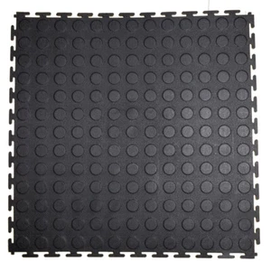PVC COIN DOT INTERLOCKING GARAGE TILES - BLACK - Picture 1 of 6