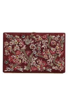 Dolce & Gabbana Bordeaux Velvet Gold Frame Clutch Evening Women's Bag Authentic - Picture 1 of 5