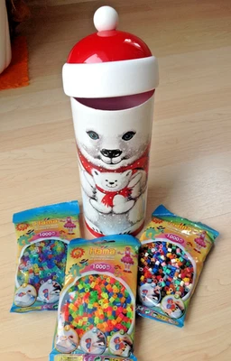 3 x 1000 Hama midi Bügelperlen in Eisbär Geschenk Box Weihnachtsmann, Perlen - Bild 1 von 2