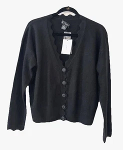 Bloomingdales neu mit Etikett Größe XL 100 % Kaschmir 2-lagig überbacken schwarz Pullover Achselzucken F81 - Bild 1 von 7