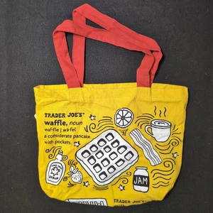 Borsa shopping tela riutilizzabile Trader Joes colazione waffle caffè toast USA - Foto 1 di 12