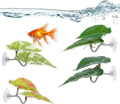 QUILAX 4Pcs Betta Leaf Hammock, Green Fish Tank Accessories for Beta