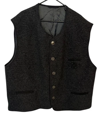 Trachten Landhaus Mode Vintage German Hunting October Fest Wool Vest Buttons 62. - Image 1 of 4