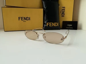 FENDI First Crystal FE4075US 28Y Rose Gold Light Brown Lens Sunglasses AUTHENTIC - Picture 1 of 6