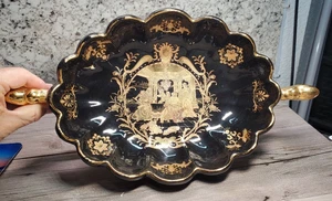 Hollywood Regency Neoclassical Gilded Pedestal Serving Bowl Compote Limoges P.R. - Picture 1 of 9