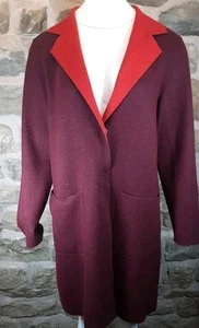 Marks & Spencer Coat 12  Burgandy Red Pockets Double Face Unstructured Wool - Picture 1 of 10