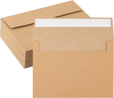 Pacote com 50 envelopes Kraft - 4 x 6 polegadas papel marrom tamanho único,  - Imagem 1 de 4