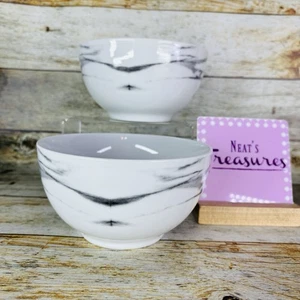 H2K Home To Kitchen MARMOR Design weiß grau Porzellan Suppe Müslischalen Set 2 - Bild 1 von 17