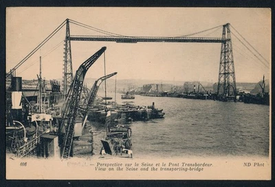 France Rouen Pont Transbordeur Seine River Harbor View 1917 Photo Postcard WWI - Image 1 of 2