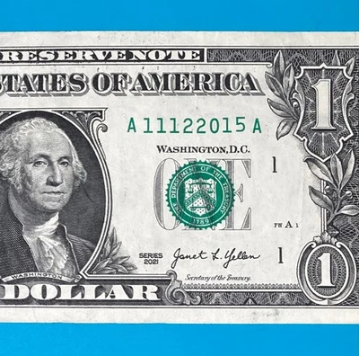 November 12, 2015 / 11 December 2015 (A 11122015 A) Birthday $1 One Dollar Bill - Image 1 of 4