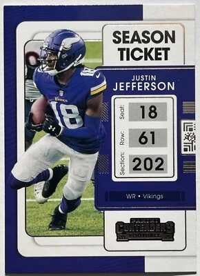 JUSTIN JEFFERSON 2021 Contenders NFL Football Base Card #63 LSU Vikings 2nd Year - Image 1 of 2