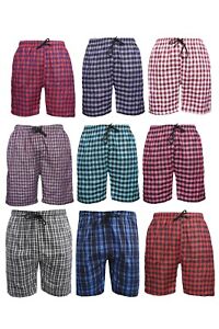 Premium 100% Cotton Mens Lounge Shorts Bottoms Night Sleepwear With Pockets
