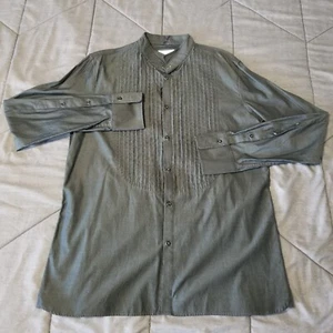 Camisa gris para hombre DIESEL pintuck plisada con botones manga larga cuello ala talla XXL - Imagen 1 de 12