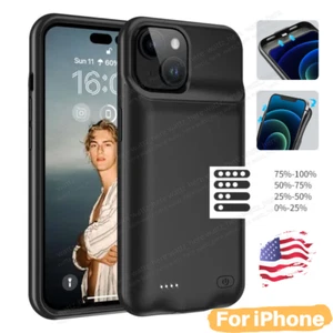 Battery Case for iPhone XR 11 12 13 14 15 Pro Power Bank Charging Charger Cover - Picture 1 of 33