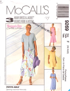 McCall's 9269 ~ Vestido Misses Cuello Redondo-Dos Longitudes-Chaqueta Corta Cuadrada 16-18-20 - Imagen 1 de 6