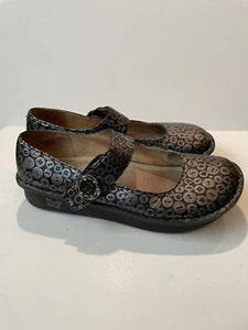 ALEGRIA Womens Paloma Pal-213 Silver Black Button Mary Jane Shoe Clog Sz 11.5-12 - Picture 1 of 8