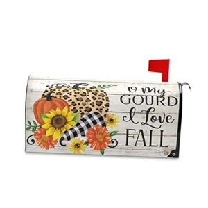 Autumn Fall Pumpkin Magnetic Mailbox Cover Wooden Mailbox 18x21 Sunflower - Picture 1 of 8