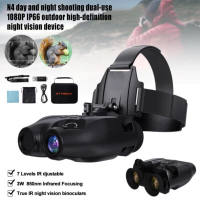 1X Night Vision Goggles Binoculars Digital IR Head Mounted Hunting Rechargeable  - Image 1 of 4