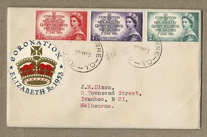 Novelty Australia 1953 Qantas Coronation Flight Label FDC Cover - Picture 1 of 2