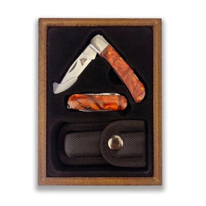 Ozark Trail - 2 Piece Knife Set - 5 Function Knife-5" Pocket Knife - Wood Case - Picture 1 of 3