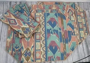 Vintage Set of 4 Southwest Design Reversible Fabric Placemats And Napkins - Picture 1 of 6