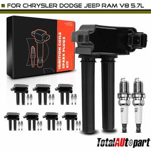 8x Black Ignition Coils & 16x Iridium Spark Plugs for Dodge Ram 1500 2500 3500 - Picture 1 of 8