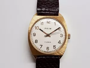 Perfect PRIM 17 Jewels Men's Mechanical Hand - Winding Watch Uhr Czechoslovakia - Picture 1 of 12