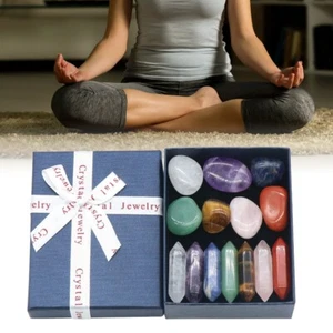 14Pcs/Set Reiki Healing Crystals Kit w/ Gift Box Natural Crystal Quartz Point - Picture 1 of 10