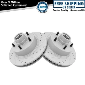 Front Performance Drilled Slotted G-Coated Disc Brake Rotor Pair New - Picture 1 of 5