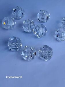 Set of 24 - 8MM Crystal Chandelier Beads CLEAR Cut Prisms 1 center Hole ASFOUR