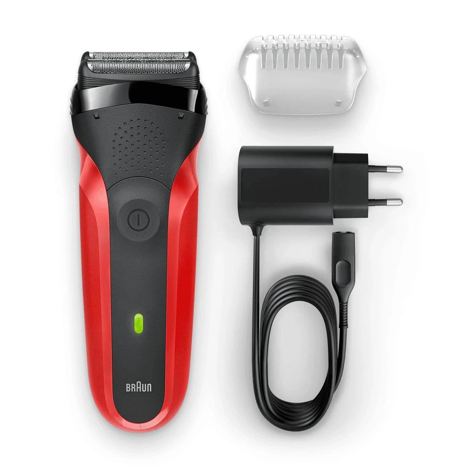 Braun Series 3 300 Rasoio Elettrico Barba, Rosso Elettrico - Immagine 1 di 1