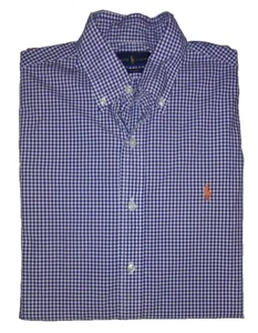 Ralph Lauren Men's Slim Fit Button Up Long Sleeve Purple and White Check Size M - Picture 1 of 4