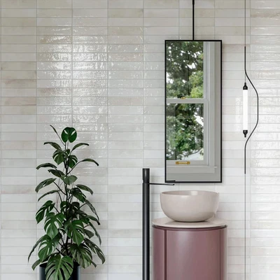 TILE SAMPLES: Allegra Brick Blanca Gloss Moroccan  Wall Tiles Tiles - Image 1 of 4