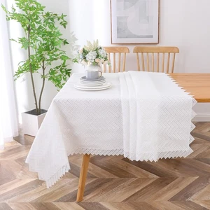 Polyester Tablecloths for Rectangle Tables - TC1728UL | (60/90) Lace Zig Zag ... - Picture 1 of 6